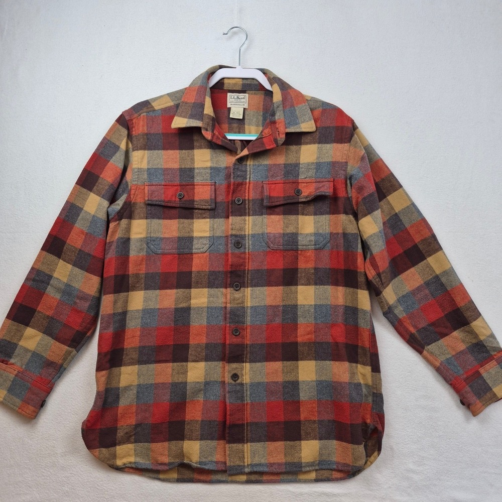 LL Bean Chamois Flannel Shirt Mens Medium Traditional Fit Plaid 277981